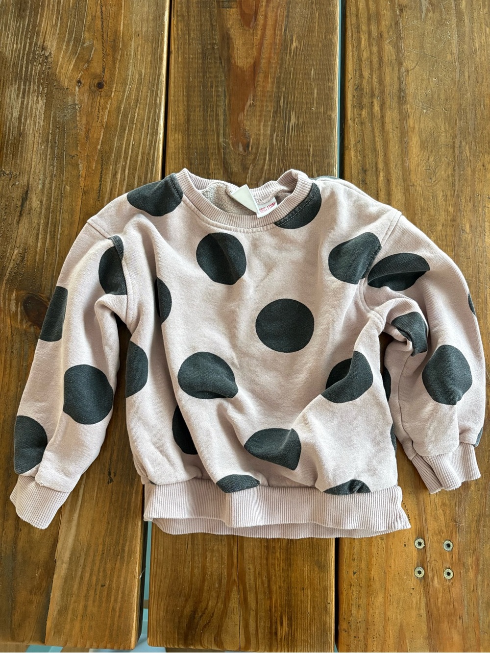 Zara Pink Sweatshirt with Large Black Polka Dots